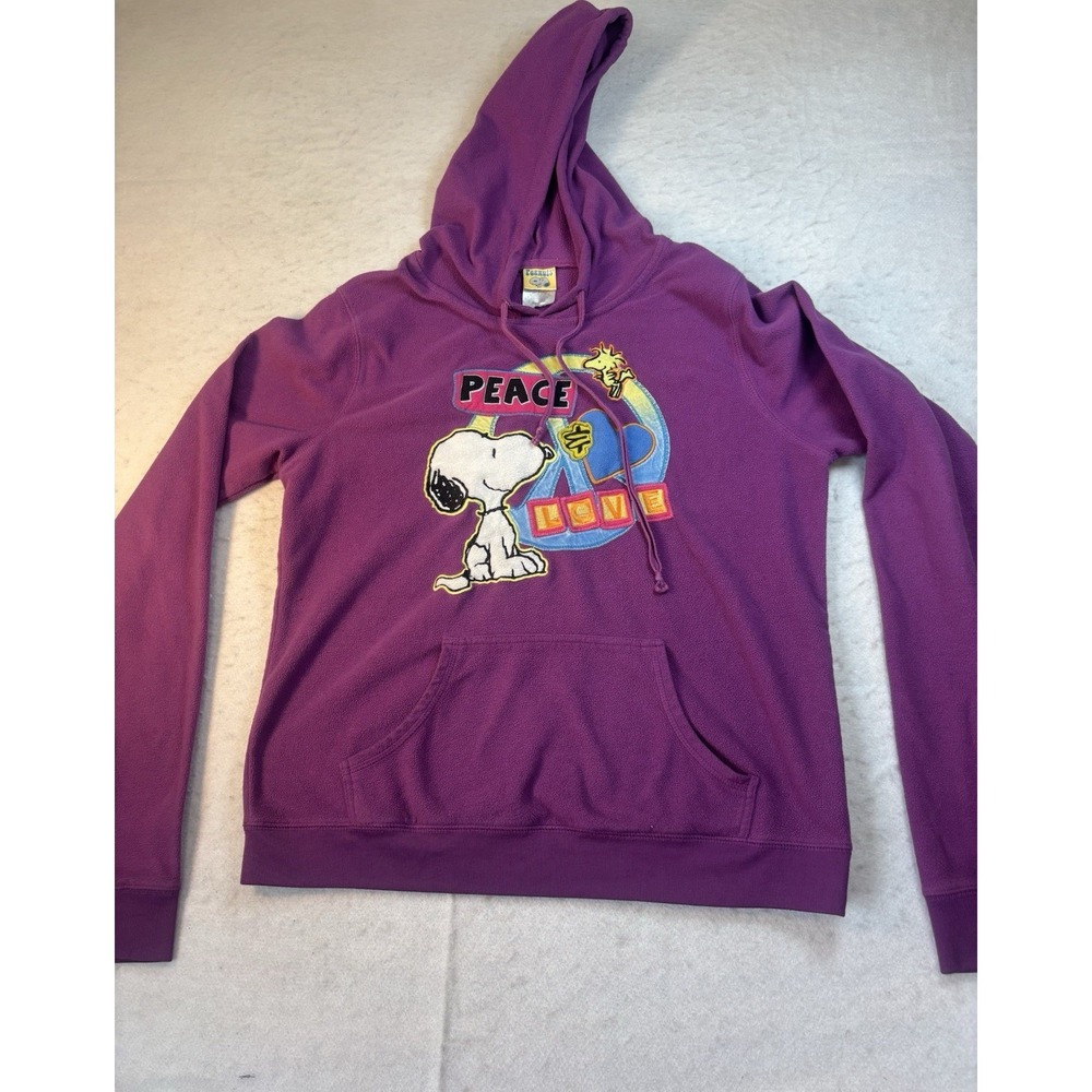 Snoopy‎ & Woodstock Fleece Hoodie Womens Small Embroidered Pullover